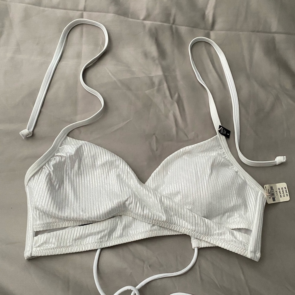 Satiny White Bikini Top